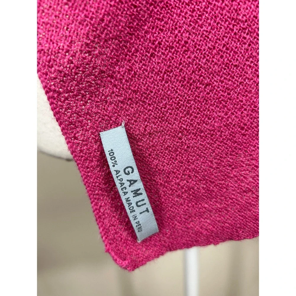 Luxiourious Alpaca Scarf Women's GAMUT Pink Striped Trim Peru‎ Spring Layering